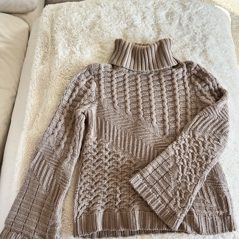 Ramy Brook Chunky Cable Knit Turtleneck Sweater